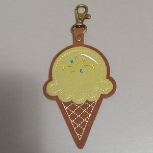 Portland Leather Ice Cream Cone Bag Charm Keychain - Lime Ice Cream New